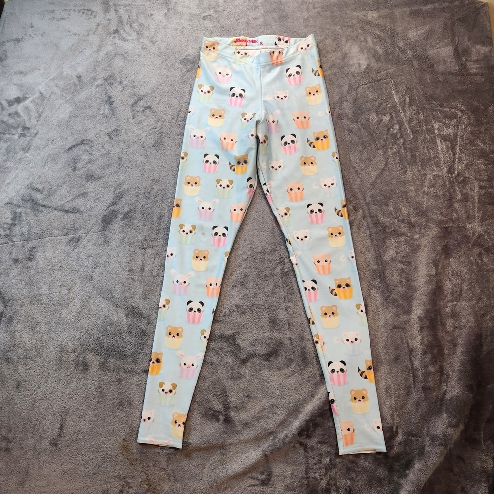 Black Milk Leggings Womens Small Blue Animal Cupcake Kawaii Cartoon